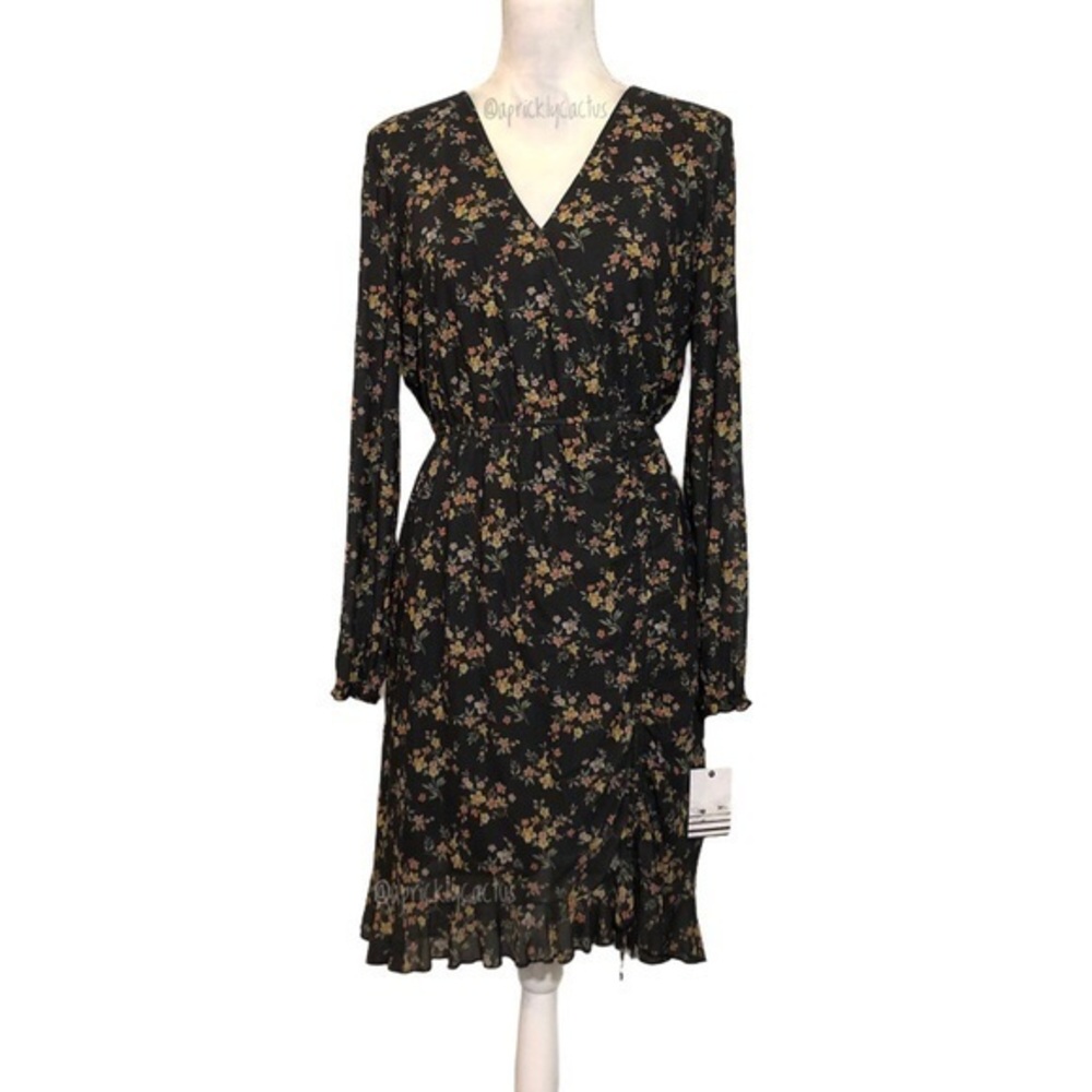 CLEARANCE NWT Black Floral Long Sleeve Dress Ophelia Roe New